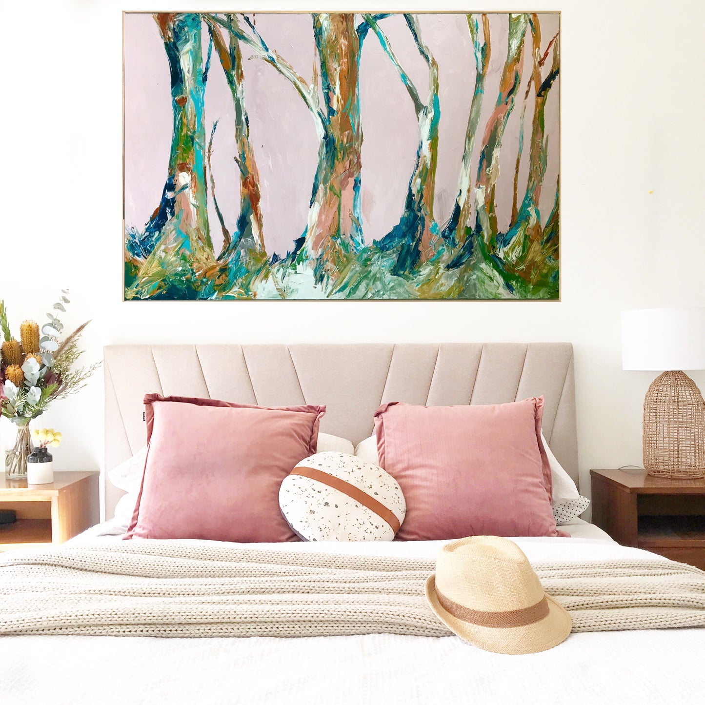 Extra large pink tree painting by McKnight